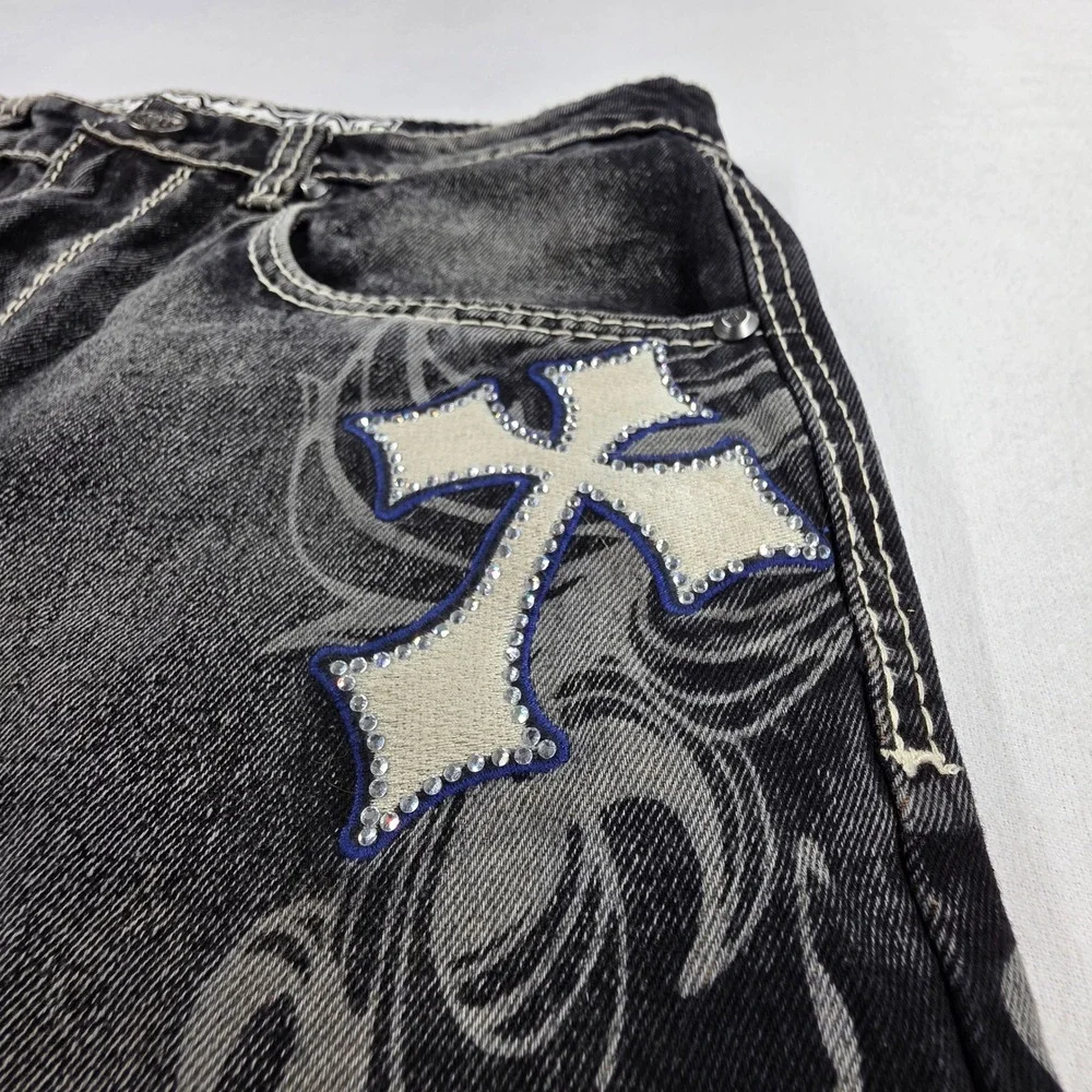 Xenon Thrasher Ambush 32 Mens Black Wash Cross Embroidered Baggy Y2K Jeans